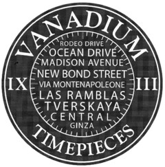 VANADIUM III TIMEPIECES IX RODEO DRIVE OCEAN DRIVE MADISON AVENUE NEW BOND STREET VIA MONTENAPOLEONE LAS RAMBLAS TVERSKAYA CENTRAL GINZA