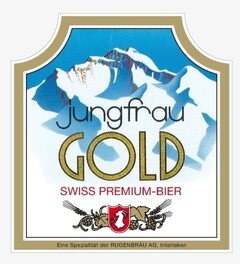 jungfrau GOLD SWISS PREMIUM-BIER Eine Spezialität der RUGENBRÄU AG, Interlaken