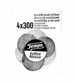 Tempo toilet tissue weich und sicher doux et resistant morbida e sicura 4X300 Doppelblatt double feuilles strappi a doppio strato