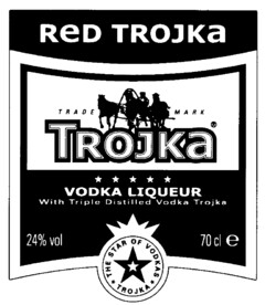 RED TROJKA VODKA LIQUEUR With Triple Distilled Vodka Trojka THE STAR OF VODKAS