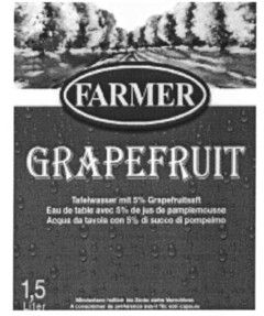 FARMER GRAPEFRUIT Tafelwasser mit 5% Grapefruitsaft Eau de table avec 5% de jus de pample mousse Acqua da tavola con 5% di succo di pompelmo