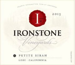 FOURTH GENERATION FAMILY GROWERS I 2013 IRONSTONE VINEYARDS IV PETITE SIRAH LODI · CALIFORNIA ACL.13.5% BY VOL.