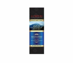 JJ ROYAL COFFEE SPECIALTY GRADE 1 COFFEE JAVA KAYUMAS ESTATE MOUNT IJEN SINGLE ESTATE RESERVE SPECIALTY GRADE 1 COFFEE SWEET AROMAS WITH RICH, FULL-BODIED, CARAMEL FLAVORS NET WT. 8OZ(227 G) 100% ARABICA WHOLE BEANS