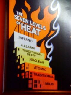 THE SEVEN LEVELS OF HEAT INFERNO 4 ALARM TRADITIONAL DEATH NUCLEAR ATOMIC TRADITIONAL MILD