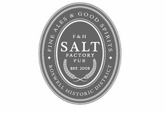 F & H SALT FACTORY PUB EST. 2008 · FINEALES & GOOD SPIRITS · ROSWELL HISTORIC DISTRICT