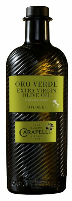 ORO VERDE EXTRA VIRGIN OLIVE OIL FIRST COLD PRESSED CASA OLEARIA CARAPELLI FIRENZE 1893 CARAPELLI 1893