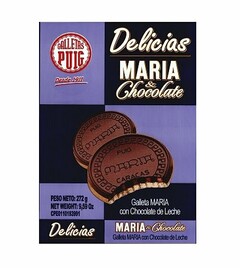 GALLETAS PUIG DESDE 1911 DELICIAS GALLETA MARIA CON CHOCOLATE DE LECHE MARIA & CHOCOLATE