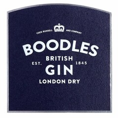 BOODLES BRITISH GIN LONDON DRY EST. 1845 COCK RUSSELL AND COMPANY