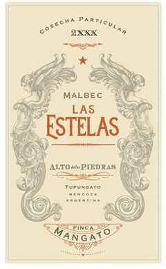 COSECHA PARTICULAR 2XXX MALBEC LAS ESTELAS ALTO DE LAS PIEDRAS TUPUNGATO MENDOZA ARGENTINA FINCA MANGATO