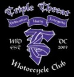 TRIPLE THREAT MOTORCYCLE CLUB, DEDICATION, UNITY, INTEGRITY, MD, DC