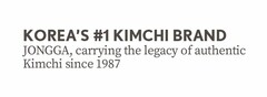 KOREA'S #1 KIMCHI BRAND JONGGA, CARRYING THE LEGACY OF AUTHENTIC KIMCHI SINCE 1987