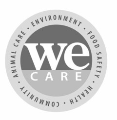 WE CARE · ENVIRONMENT · FOOD SAFETY · HEALTH · COMMUNITY · ANIMAL CARE