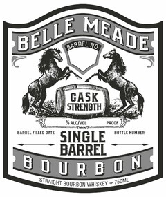 BELLE MEADE SINGLE BARREL BOURBON BARREL NO. CASH STRENGTH STRAIGHT BOURBON WHISKEY 750ML % ALC/VOL PROOF