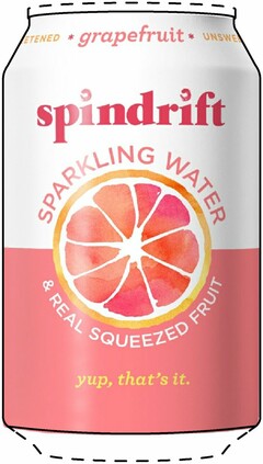 SPINDRIFT * GRAPEFRUIT * UNSWEETENED SPARKLING WATER & REAL SQUEEZED FRUIT YUP, THAT'S IT.