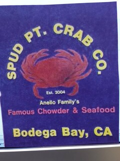 SPUD PT. CRAB CO. EST. 2004 ANELLO FAMILY'S FAMOUS CHOWDER & SEAFOOD BODEGA BAY, CA