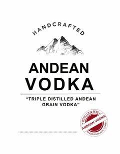 HANDCRAFTED ANDEAN VODKA "TRIPLE DISTILLED ANDEAN GRAIN VODKA" DISTILLED IN PERU ANDEAN VODKA ANDEAN BLACK CORN 750 ML 45% ALC/VOL 90 PROOF