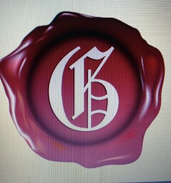 WHITE OLD ENGLISH FONT G, ON RED WAX SEAL