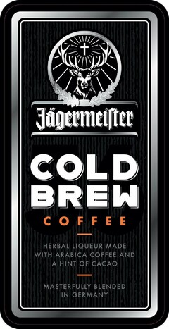 JÄGERMEISTER COLD BREW COFFEE HERBAL LIQUEUR MADE WITH ARABICA COFFEE AND A HINT OF CACAO MASTERFULLY BLENDED IN GERMANY