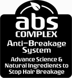 ABS COMPLEX ANTI-BREAKAGE SYSTEM ADVANCED SCIENCE & NATURAL INGREDIENTS TO STOP HAIR BREAKAGE