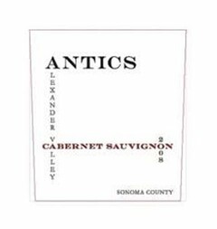 ANTICS ALEXANDER VALLEY CABERNET SAUVIGNON 2008 SONOMA COUNTY