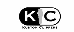 OVAL SHAPE CONTAINING THE LETTERS "K" AND "C" WHICH STANDS FOR "KUSTOM CLIPPERS", IN THE MIDDLE CLIPPER SHAPE IS SHOWN AND IN THE BOTTOM PART OF THE LOGO THE WORDS "KUSTOM CLIPPERS" ARE SHOWN