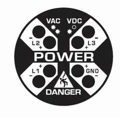 X VAC VDC - L2 + - L3 + POWER - L1 + - GND + DANGER