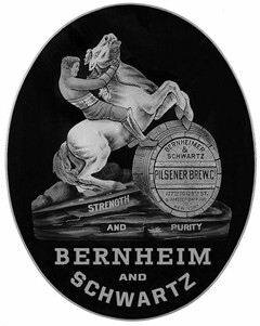 BERNHEIMER & SCHWARTZ PILSENER BREW. CO. 127TH TO 129TH ST. & AMSTERDAM AVE O NEW YORK STRENGTH AND PURITY BERNHEIM AND SCHWARTZ