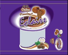 CHIKO HAZELNUT ECLAIRS CARAMELS WITH HAZELNUT CHOCOLATE CENTRES RICH HAZELNUT CHOCOLATE CENTRES