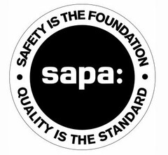 SAPA:  ·  SAFETY IS THE FOUNDATION  QUALITY IS THE STANDARD ·