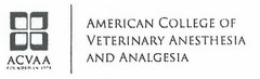 ACVAA FOUNDED IN 1975 AMERICAN COLLEGE OF VETERINARY ANESTHESIA AND ANALGESIA