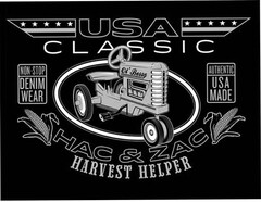 USA CLASSIC NON-STOP DENIM WEAR OL' BESSY AUTHENTIC USA MADE HAC & ZAC HARVEST HELPER