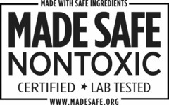 MADE WITH SAFE INGREDIENTS MADE SAFE NONTOXIC CERTIFIED LAB TESTED WWW.MADESAFE.ORG