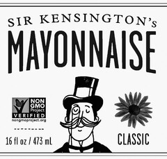 SIR KENSINGTON'S MAYONNAISE NON GMO PROJECT VERIFIED NONGMOPROJECT.ORG 16 FL OZ / 473 ML CLASSIC