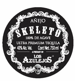 AÑEJO SKELETO 100% DE AGAVE 40% ALC. VOL. CONT NET. 750 ML A PRODUCT BY LOS AZULEJOS