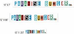 10"X7' PARADISE BURGER CO 12"X66" PARADISE BURGER CO 6.5" 29.5" PARADISE BURGER CO