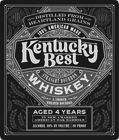 KENTUCKY BEST WHISKEY A UNIQUE BALANCE OF AMERICAN GRAINS, DISTILLED FROM HEARTLAND GRAINS 100 PERCENT AMERICAN WHISKY STRAIGHT BOURBON WHISKEY A SMOOTH WHEATED BOURBON AGED 4 YEARS IN NEW CHARRED AMERICAN OAK BARRELS