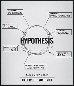 HYPOTHESIS NAPA VALLEY CABERNET SAUVIGNON PRE-FERMENTATION PROCESS FLASH DÉTENTE RELATIVE HUMIDITY SOIL TYPE ALLUVIAL OPTIMUM BRIX DEGREES FERMENTATION BARREL FERMENTED BARREL TYPE FRENCH LIGHT INTESNSITY