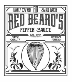 FAMILY OWNED RB SMALL BATCH RED BEARD'S PEPPER SAUCE EST. 2017 FINEST QUALITY HOTTEST PEPPERS