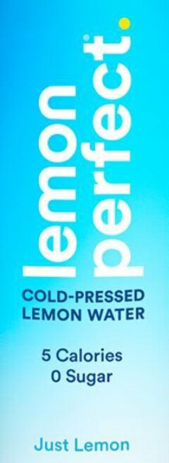 LEMON PERFECT. COLD-PRESSED LEMON WATER 5 CALORIES 0 SUGAR JUST LEMON