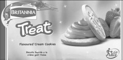 TREAT BRITANNIA FLAVOURED CREAM COOKIESBISCUITS FOURRES A LA CREME GOUT FRAISE GO PACK