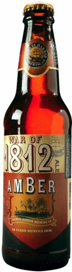 WAR OF 1812 AMBER ALE SACKETS HARBOR BREWING CO. EST. 1995 12 FLUID OUNCES 355 ML