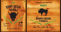 PRODUCT OF POLAND BAK'S BISON GRASS VODKA THE ONE WITH THE GRASS IMPORTED BY: ADAMBA IMPORTS INT'L, INC. BROOKLYN, NY 11237