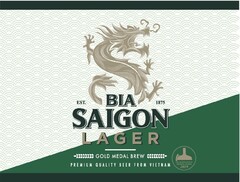 BIA SAIGON LAGER EST. 1875 GOLD MEDAL BREW PREMIUM QUALITY BEER FROM VIETNAM