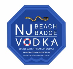 NJ BEACH BADGE VODKA SMALL BATCH PREMIUM VODKA HANDCRAFTED IN FREEHOLD, NJ