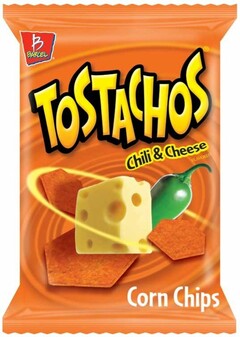 TOSTACHOS CHILI & CHEESE FLAVORED CORN CHIPS B BARCEL