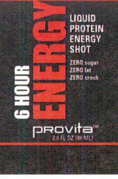 PROVITA 2.9 FL OZ (86 ML) ENERGY 6 HOUR ENERGY LIQUID PROTEIN ENERGY SHOT ZERO SUGAR ZERO FAT ZERO TRASH