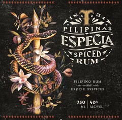 T 18 54 PILIPINAS ESPECIA SPICED RUM FILIPINO RUM INTERTWINED WITH EXOTIC SSSPICES 750 ML 40% ALC/VOL