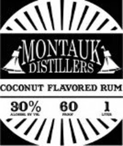 MONTAUK DISTILLERS COCONUT FLAVORED RUM 30% ALCOHOL BY VOL 60 PROOF 1 LITER