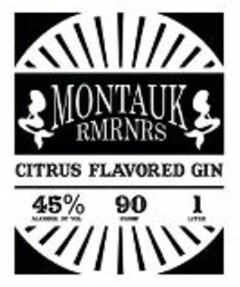 MONTAUK RMRNRS CITRUS FLAVORED GIN 45% ALCOHOL BY VOL 90 PROOF 1 LITER