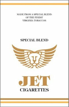 MADE FROM A SPECIAL BLEND OF THE FINEST VIRGINIA TOBACCOS SPECIAL BLEND JET CIGARETTES